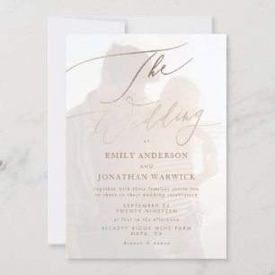 Invitation Simple Gold Modern Calligraphie Mariage photo