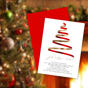 Invitation Simple Gold Red Tree fête de Noël