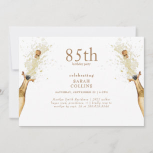 Invitation Simple Gold Text Champagne 85e fête d'anniversaire