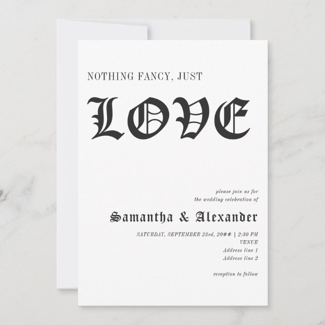 Invitation Simple Gothique Rien De fantaisie Juste Amour Mari (Devant)