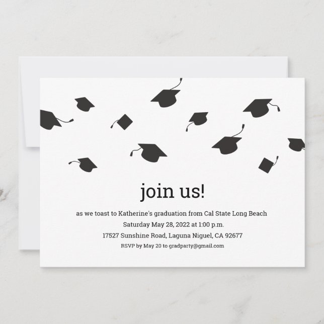 Invitation Simple Graduation Caps Graduation Party (Devant)