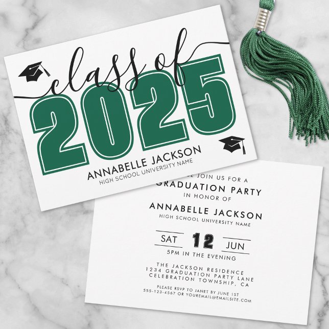 Invitation Simple Green Graduation Party (Simple Green Graduation Party Invitation)