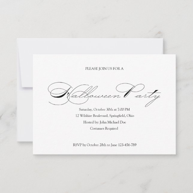 Invitation simple Halloween Ball Costume fête (Devant)