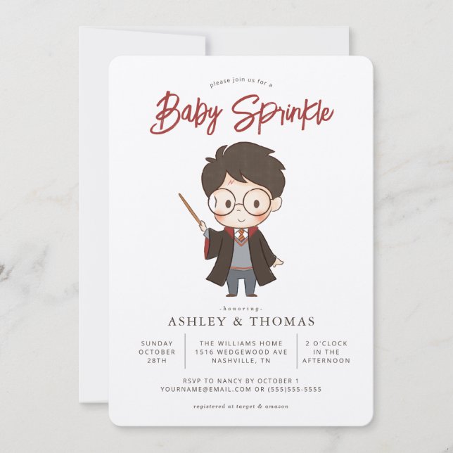 Invitation Simple Harry Potter Baby Sprinkle (Devant)