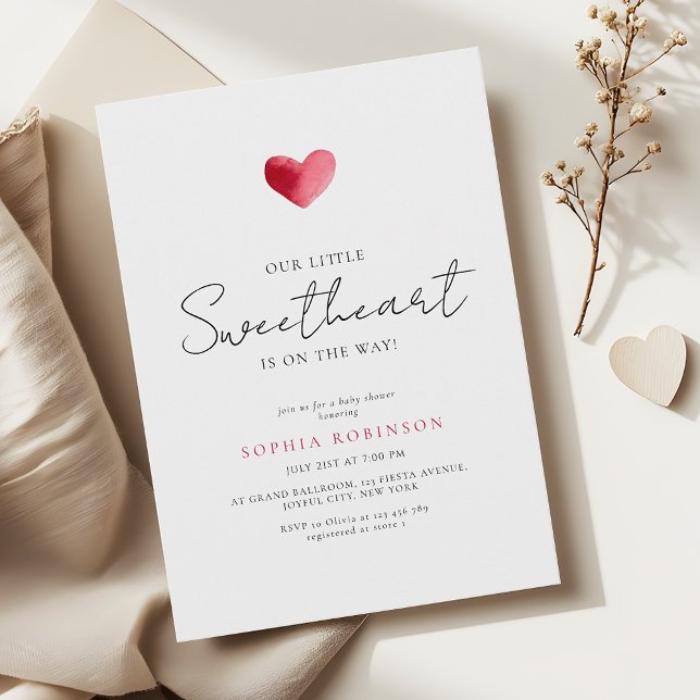Invitation Simple Heart Little Sweetheart Baby Shower (Créateur téléchargé)