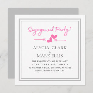 Invitation Simple Hearts Engagement Party