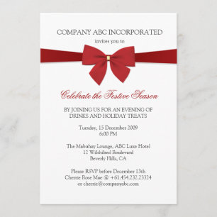 Invitation Simple Holiday Red Ribbon Corporate Party