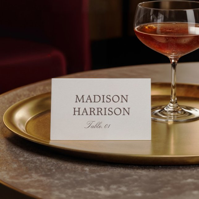 Invitation Simple Ivory and Brown Wedding Place Card DIY (Créateur téléchargé)