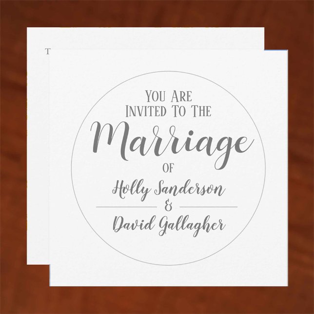 Invitation Simple Jour de mariage gris argent et blanc (Créateur téléchargé)