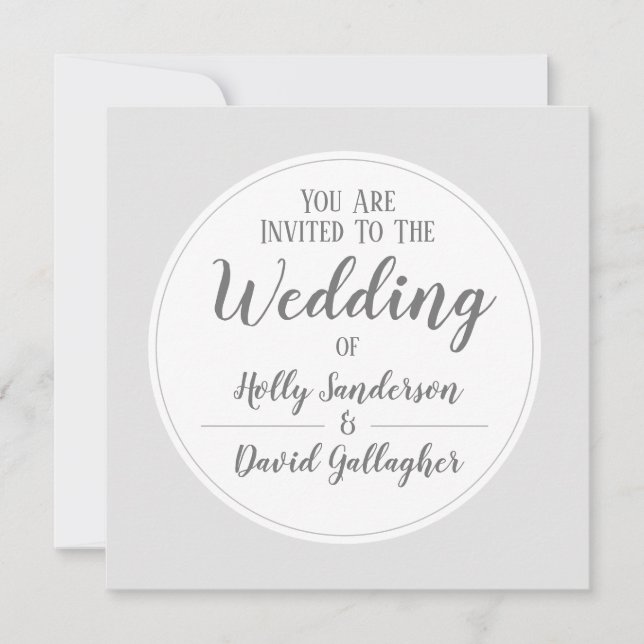Invitation Simple Jour de mariage gris argent et blanc (Devant)