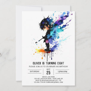 Invitation Simple Joyeux Ninja Boy Digital Anniversaire
