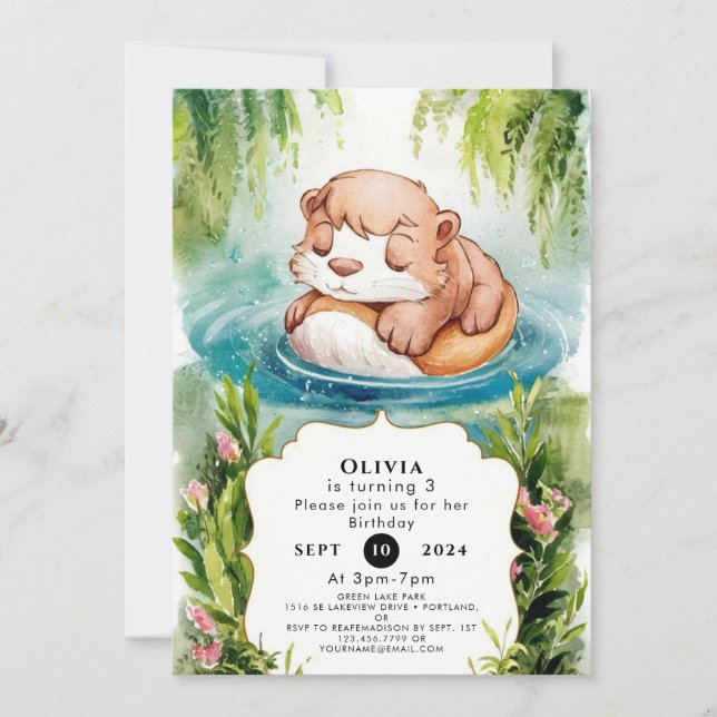 Invitation Simple Joyeux Otter Anniversaire (Devant)