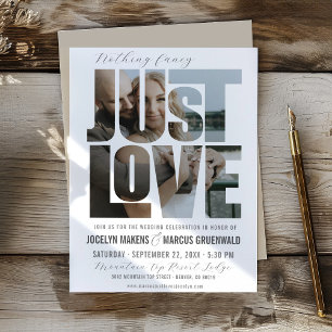 Invitation Simple Just Love Photo Words Fun Modern Mariage
