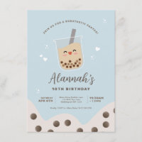 Simple Kawaii Boba Bubble Lait Thé Bleu Anniversai