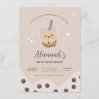 Simple Kawaii Boba Bubble Milk Tea Anniversaire