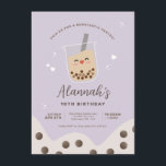 Invitation Simple Kawaii Boba Bubble Milk Tea Purple Annivers<br><div class="desc">Mini boba/bulle de thé de lait sur le thème personnalisé invitation d'anniversaire, avec mignonette kawaii bubble de thé de lait clipart image et simple typographie moderne. Il est doté d'une conception avant et arrière. Personnaliser avec nom, âge et détails du parti. Parfait pour la soirée à thème unicorne et boba....</div>