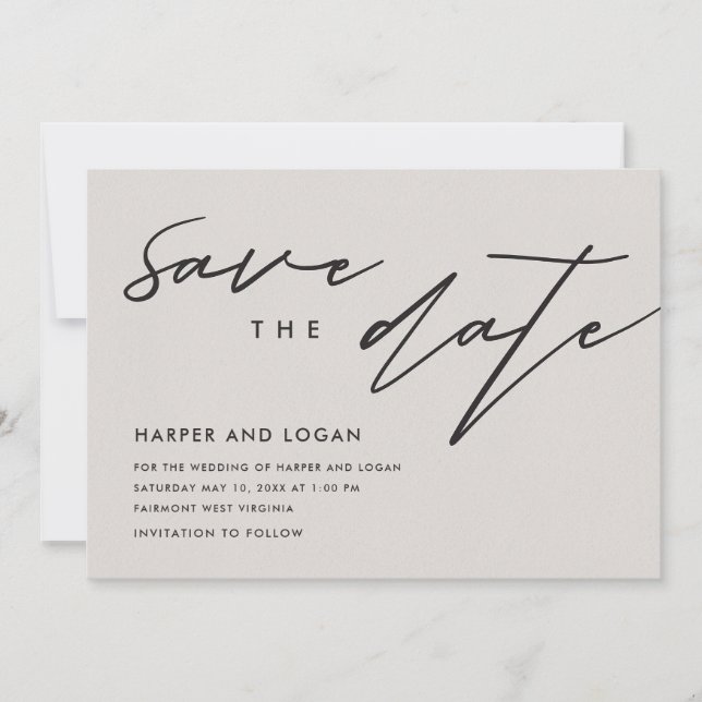 Invitation Simple ligne de travail Enregistrer la date (Devant)