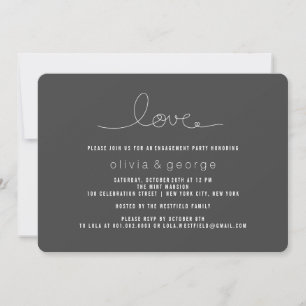 Invitation Simple Loop Heart Modern Engagement Party