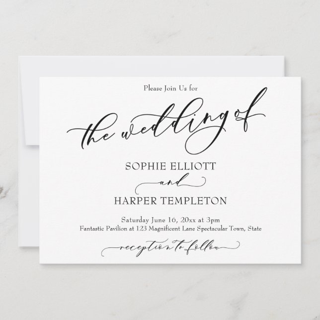 Invitation Simple luxe calligraphie Le mariage de (Devant)
