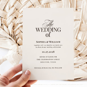 Invitation Simple Luxe Ivoire et Marron Mariage Neutre