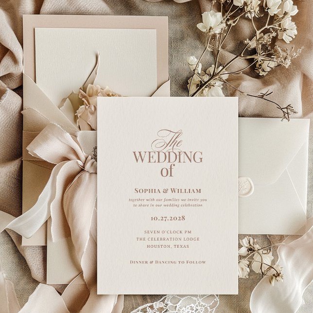 Invitation Simple Luxe Ivory and Taupe | Neutral Wedding (Créateur téléchargé)