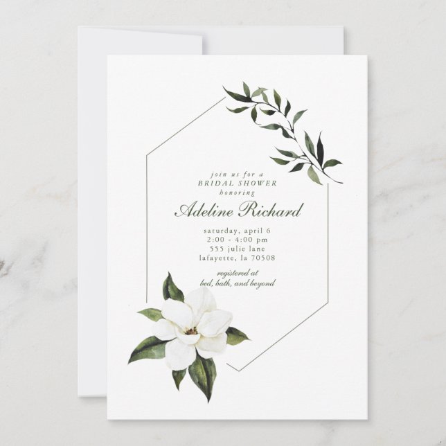 Invitation Simple Magnolia Bridal Showeuse (Devant)