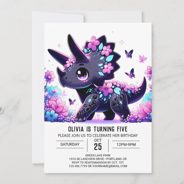 Invitation Simple Majestic Dinosaur Digital Anniversaire (Devant)