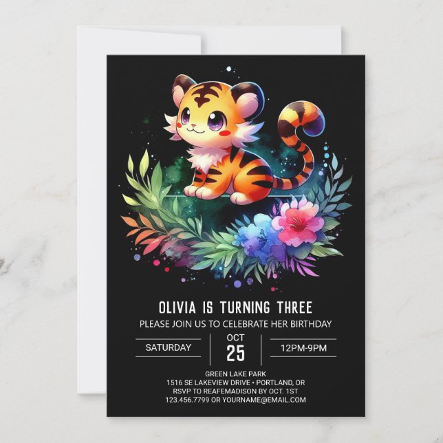 Invitation Simple Majestic Tiger Anniversaire (Devant)
