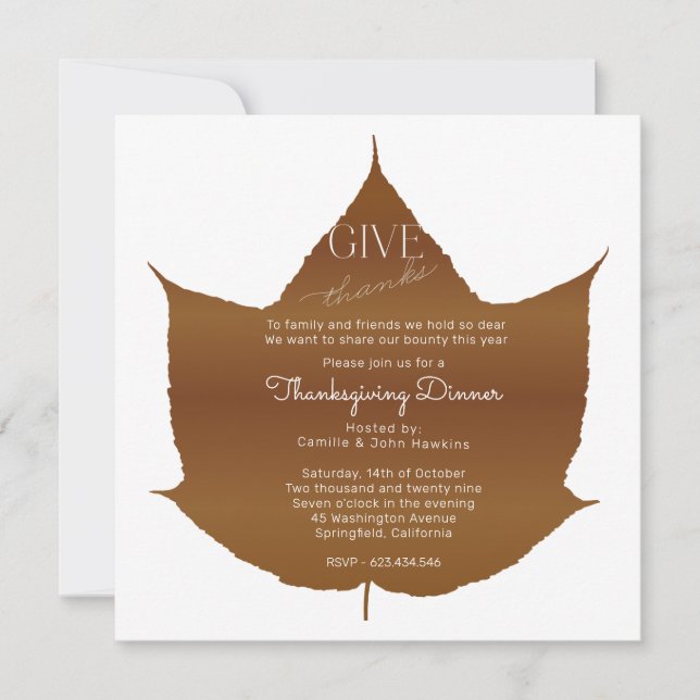 Invitation simple Maple Thanksgiving Party (Devant)