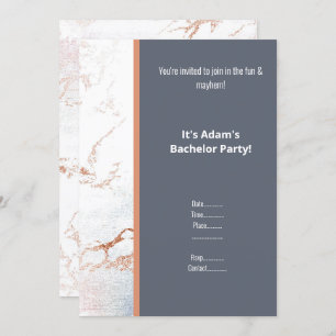 INVITATION SIMPLE MARBRE BLANC ROSE OR BACHELOR PARTY