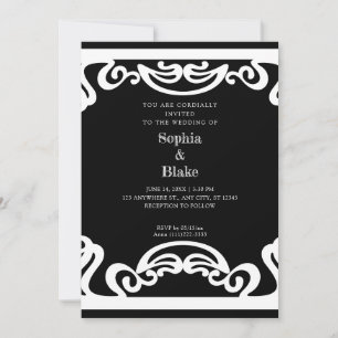 Invitation Simple Mariage Art déco noir et blanc