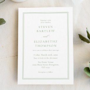 Invitation Simple Mariage blanc et vert