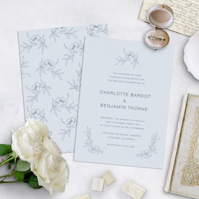 Invitation Simple Mariage Bleu Poussiéreux (Créateur téléchargé)