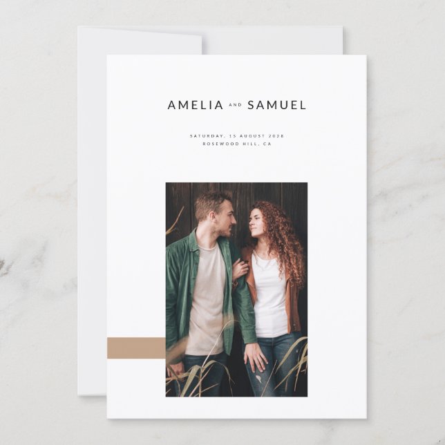Invitation Simple Mariage Bohème Minimaliste (Devant)