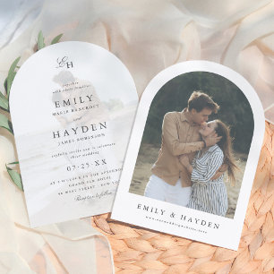 Invitation Simple Mariage Bohème Minimaliste Arch Photo