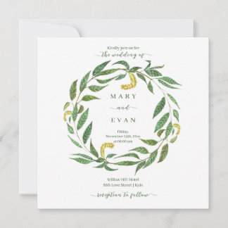 Invitation Simple mariage botanique de courge de saule rustiq