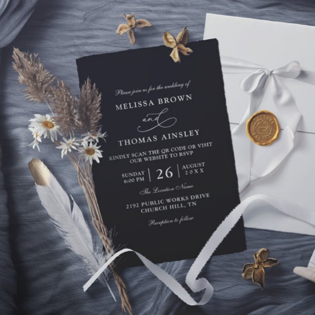 Invitation Simple Mariage Budget Code QR Noir et Blanc (Créateur téléchargé)