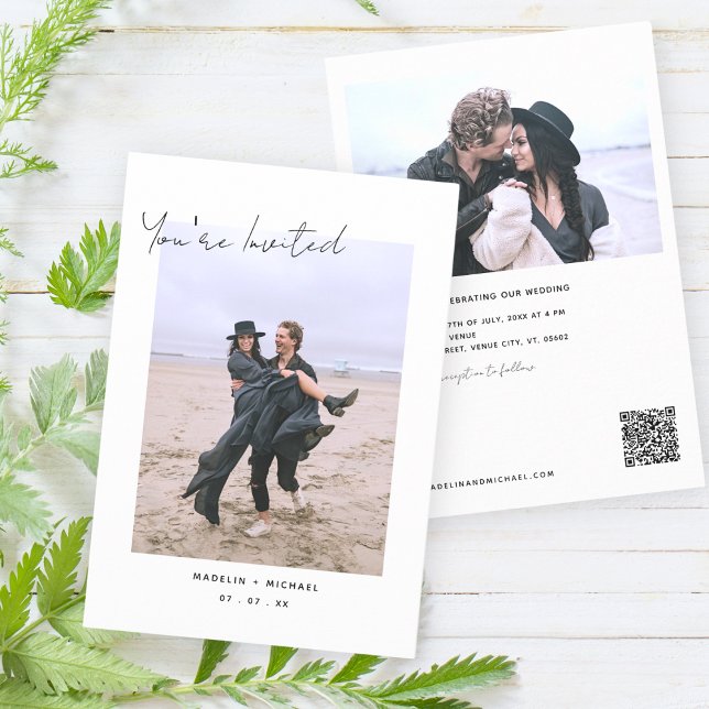 Invitation Simple Mariage Budget Moderne Minimaliste Photo (Créateur téléchargé)