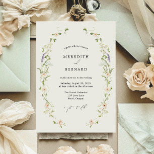 Invitation Simple Mariage Champêtre Fleur Sauvage Vintage
