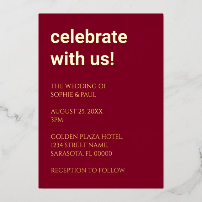 Invitation simple Mariage de Bourgogne (Recto)