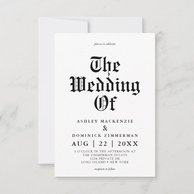 Invitation Simple Mariage de calligraphie celtique (Devant)