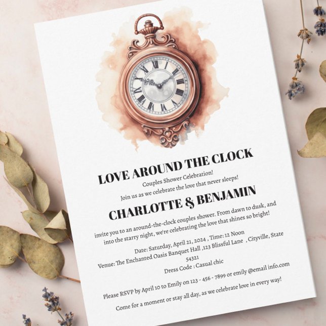 Invitation Simple Mariage de Couple Autour de l'Horloge (Créateur téléchargé)