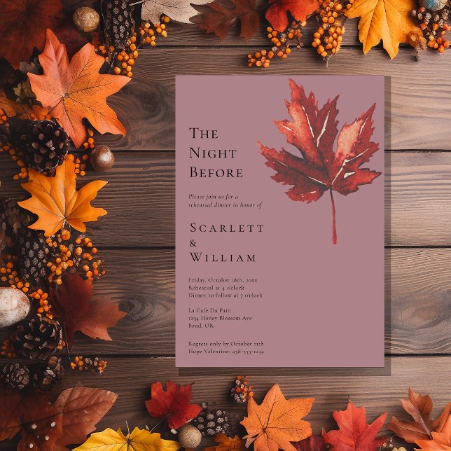 Invitation Simple Mariage De Feuilles De Chute La Nuit Avant (Créateur téléchargé)