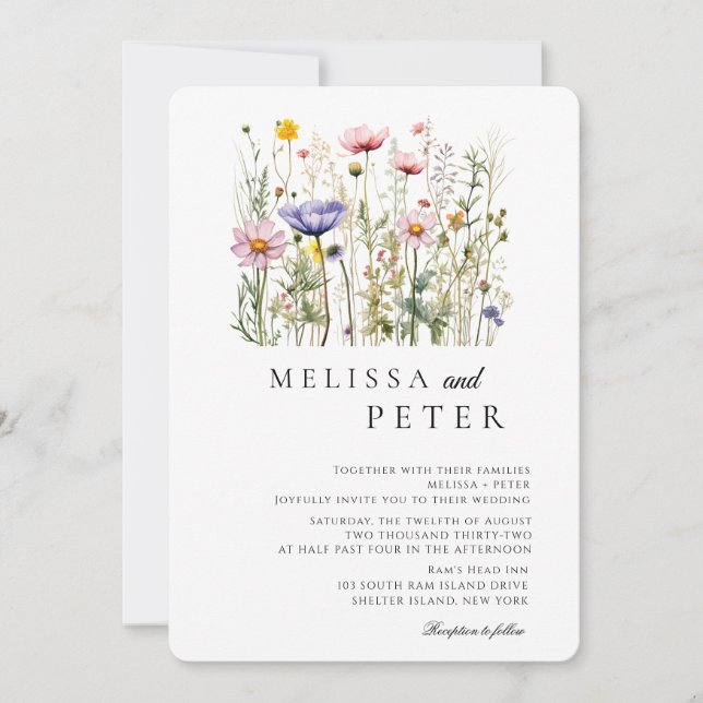 Invitation Simple Mariage de Fleur Sauvage (Devant)