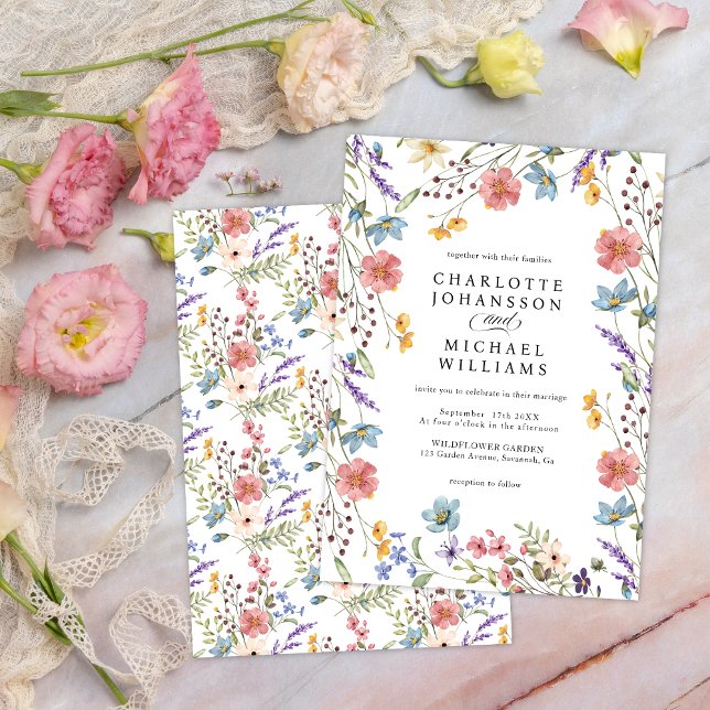 Invitation Simple Mariage de Jardin Rustique Moderne aux Fleu (Créateur téléchargé)
