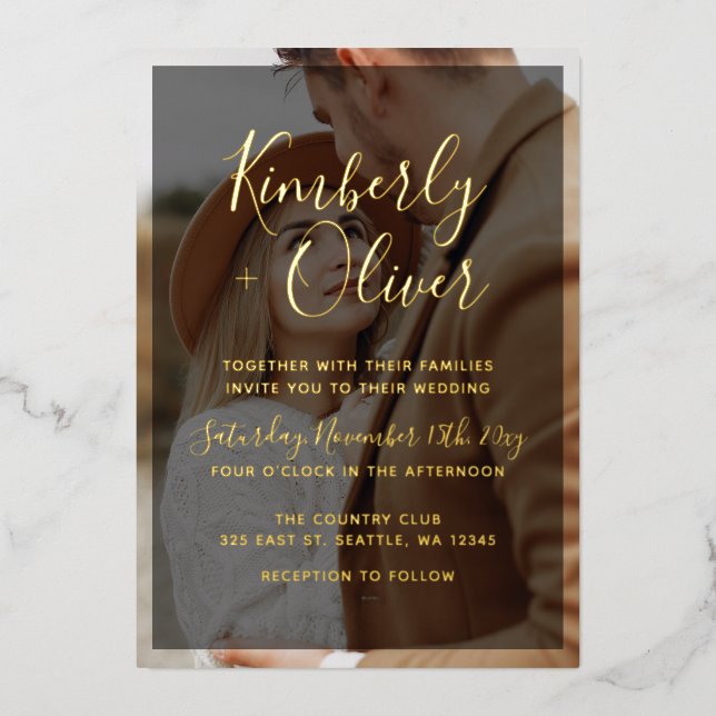 Invitation simple Mariage de superposition photo c (Recto)