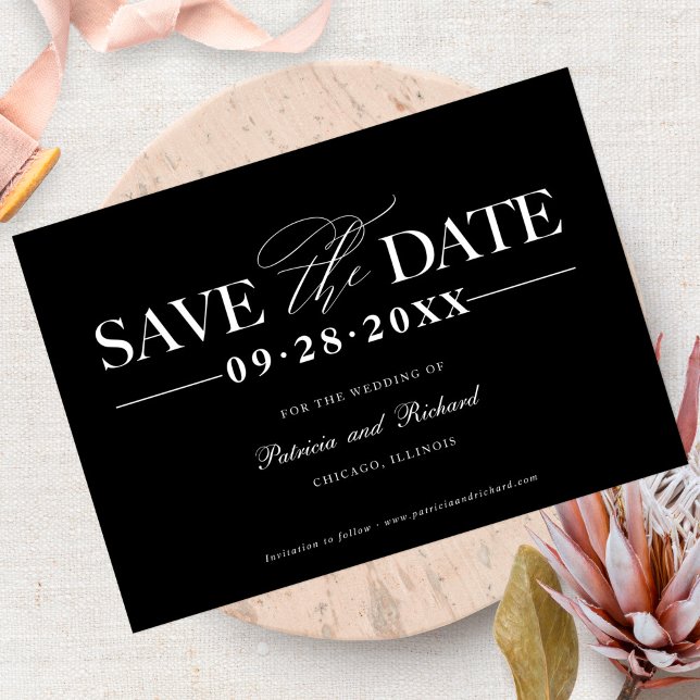 Invitation Simple Mariage Élégant Enregistrer La Date Non Pho (Créateur téléchargé)