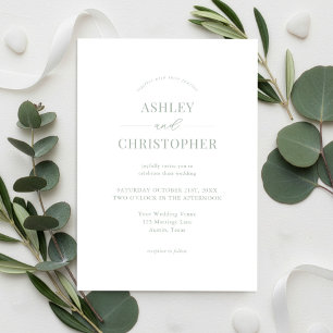 Invitation Simple Mariage Élégant Moderne Vert Sauge