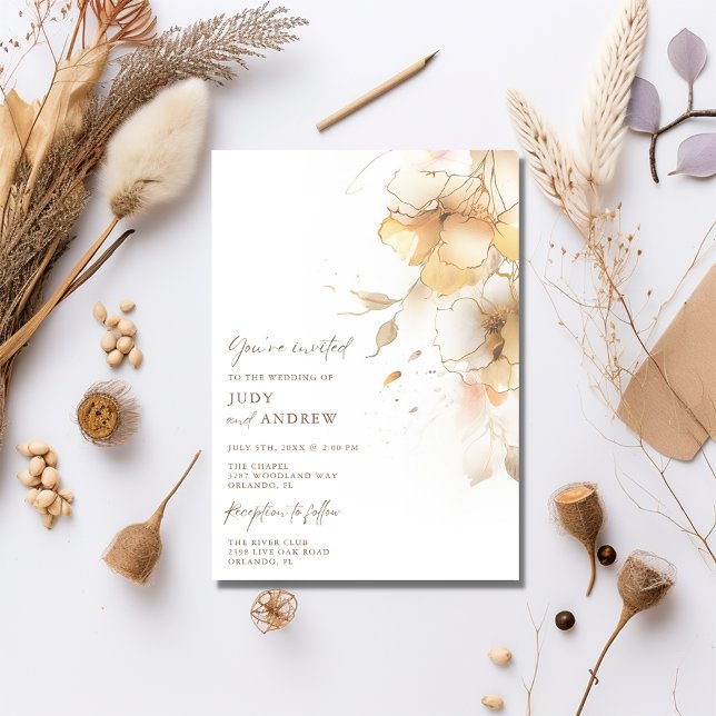 Invitation Simple Mariage Floral Automnal (Simple Fall Floral Wedding Invitation)