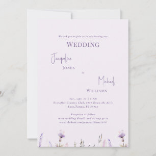 Invitation Simple Mariage Floral Lavande